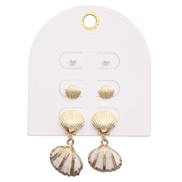SEASHELL PEARL BEAD ASSORTED EARRING SET