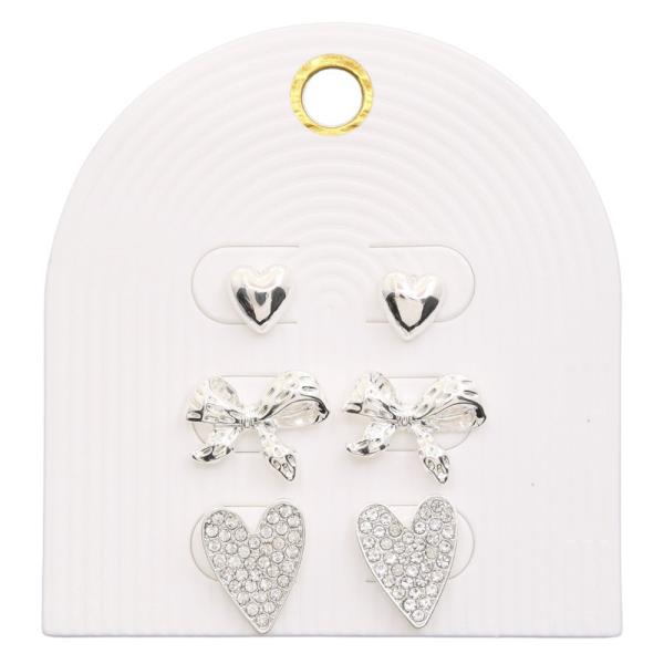 HEART BOW ASSORTED EARRING SET