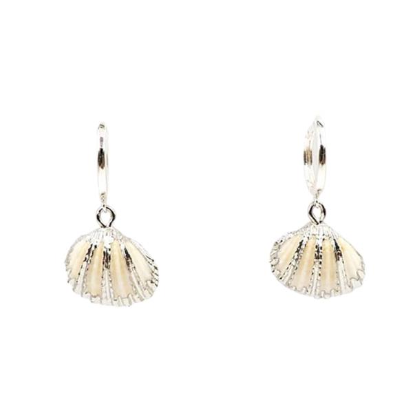 REAL SEASHELL CHARM HUGGIE HOOP EARRING