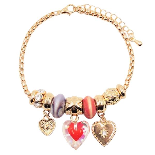 HEART CHARM RONDELL CHAIN BRACELET