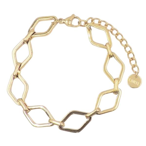 STAINLESS STEEL WIDE DIAMOND CHAIN BRACELET