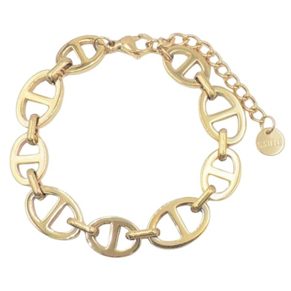 STAINLESS STEEL WIDE OVAL CHAIN BRACELET