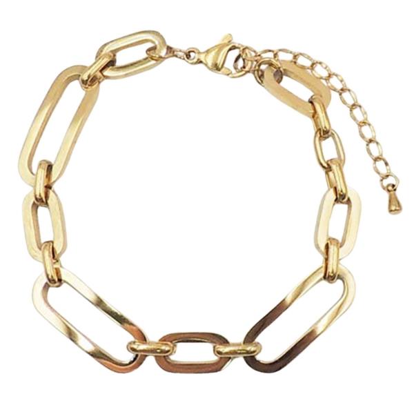STAINLESS STEEL WIDE CLIP CHAIN BRACELET