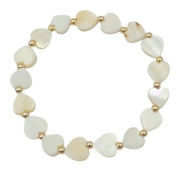 MOP HEART STRETCH BRACELET