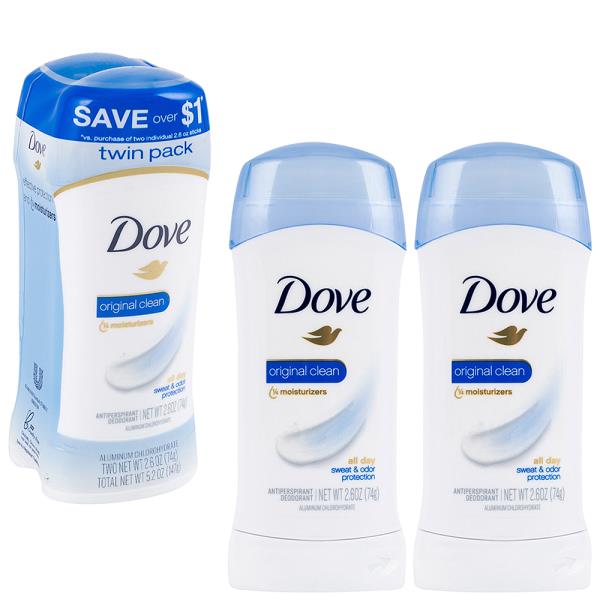 2PC DOVE ORIGINAL CLEAN ANTIPERSPERANT DEODORANT
