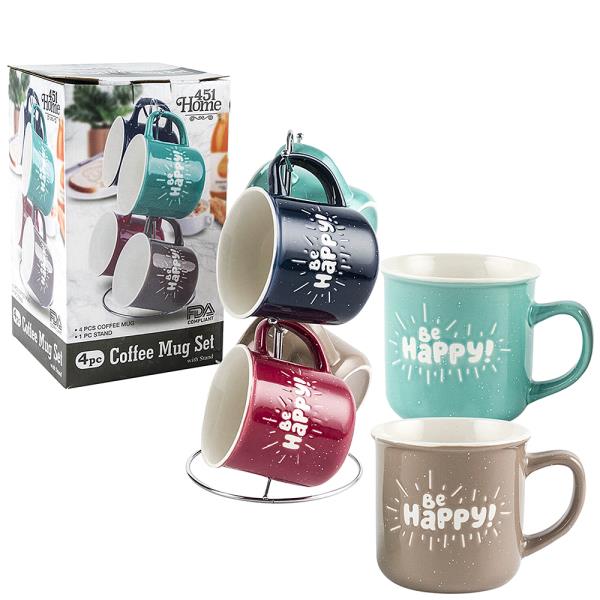 4PC COFFEE MUG SET WITH STAND