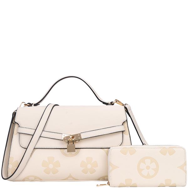 2IN1 SMOOTH DESIGN PRINT SATCHEL W WALLET SET