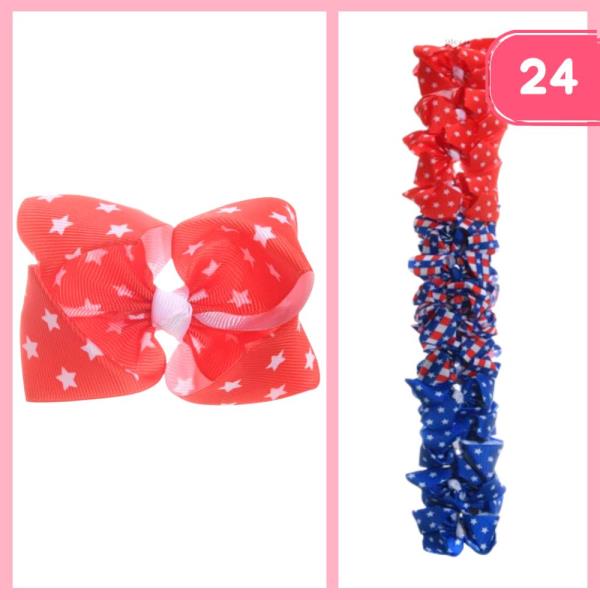 FOURTH OF JULY HAIR BOW PIN (24 UNITS)
