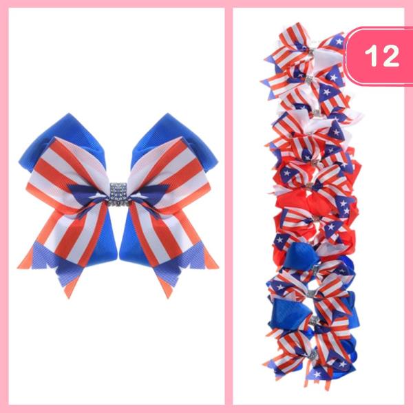 FOURTH OF JULY HAIR BOW PIN (12 UNITS)