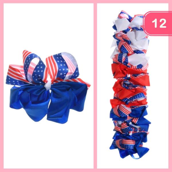 FOURTH OF JULY HAIR BOW PIN (12 UNITS)