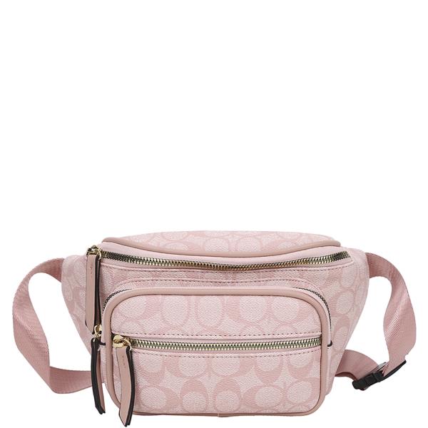 OVAL PRINT TEXTURE ZIPPER WAIST BAG
