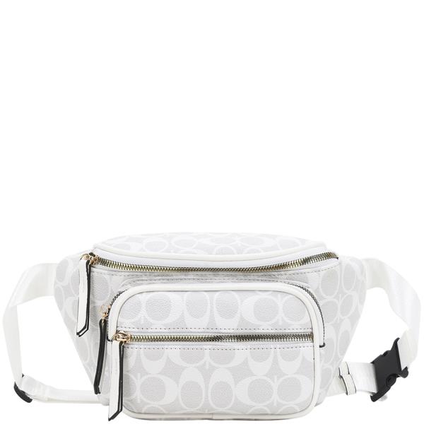 OVAL PRINT TEXTURE ZIPPER WAIST BAG