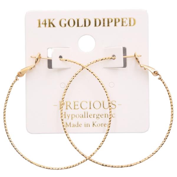 14K GOLD DIPPED TEXTURED HOOP EARRING