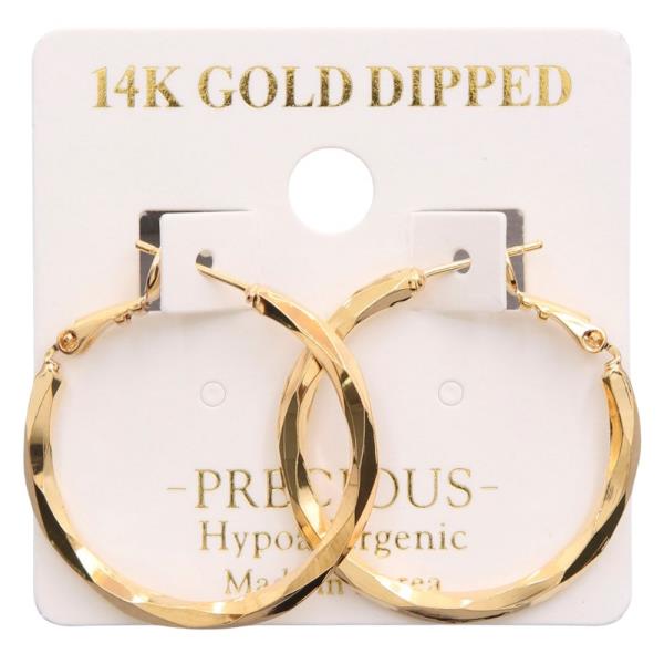 14K GOLD DIPPED WAVY HOOP METAL EARRING