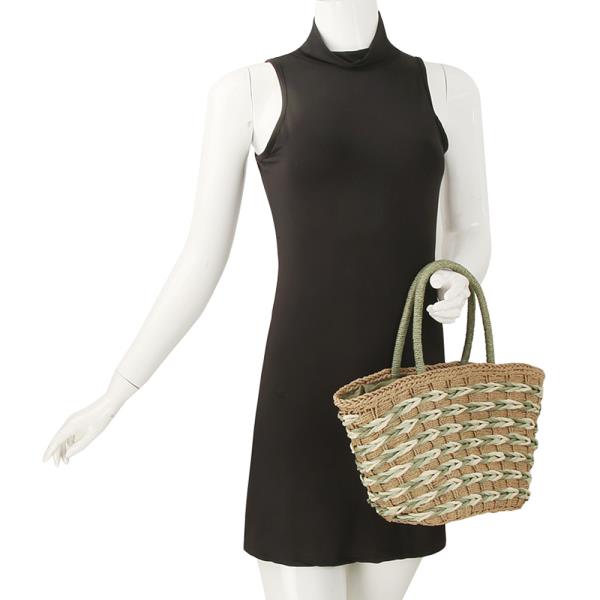 WOVEN STRAW DESIGN TOTE BAG