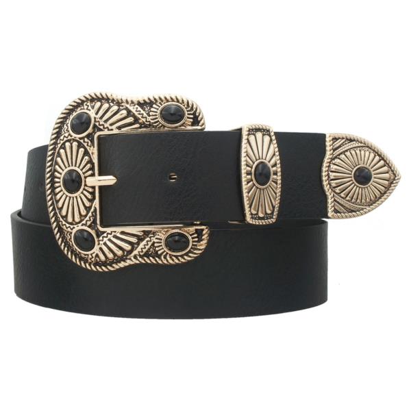 WESTERN STYLE STONE BUCKLE BELT