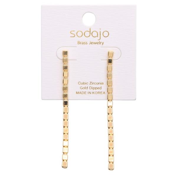 SODAJO GOLD DIPPED SQUARE LINE DROP EARRING