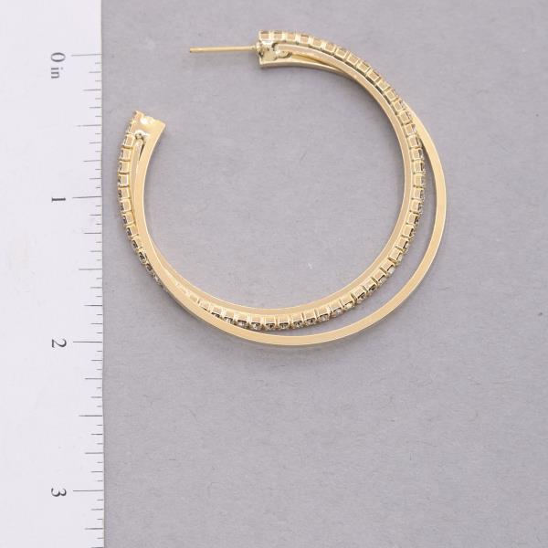 SODAJO CZ DOUBLE HOOP GOLD DIPPED EARRING