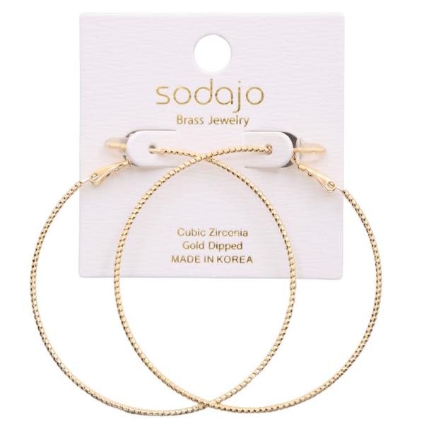 SODAJO TEXTURED GOLD DIPPED HOOP EARRING