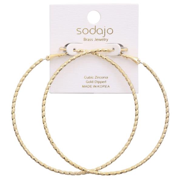 SODAJO TEXTURED GOLD DIPPED HOOP EARRING