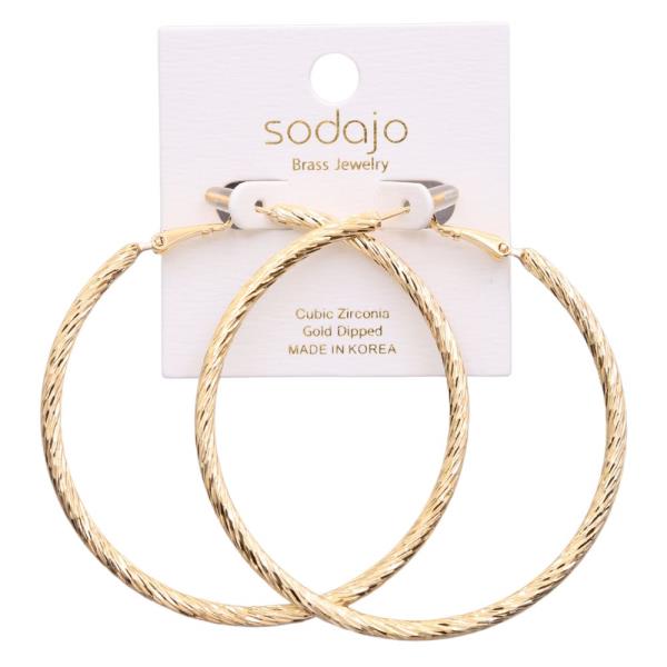 SODAJO LINED GOLD DIPPED HOOP EARRING