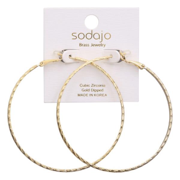 SODAJO GOLD DIPPED TEXTURED HOOP EARRING