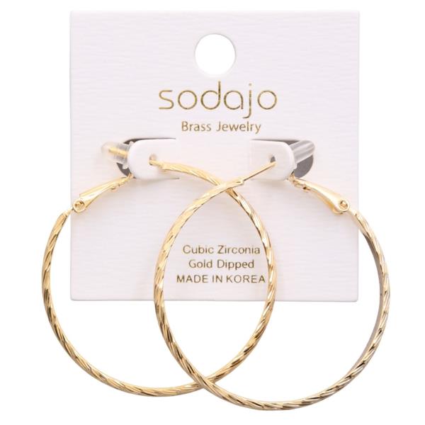 SODAJO GOLD DIPPED TEXTURED HOOP EARRING