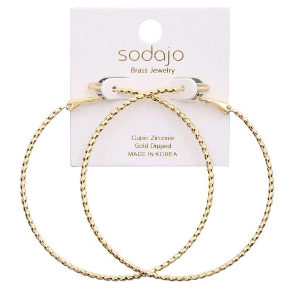 SODAJO TEXTURED GOLD DIPPED HOOP EARRING