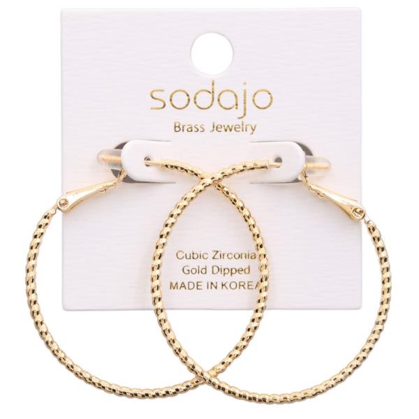SODAJO TEXTURED GOLD DIPPED HOOP EARRING