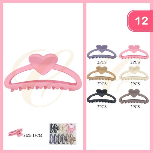 HEART HAIR CLAW CLIP (12 UNITS)