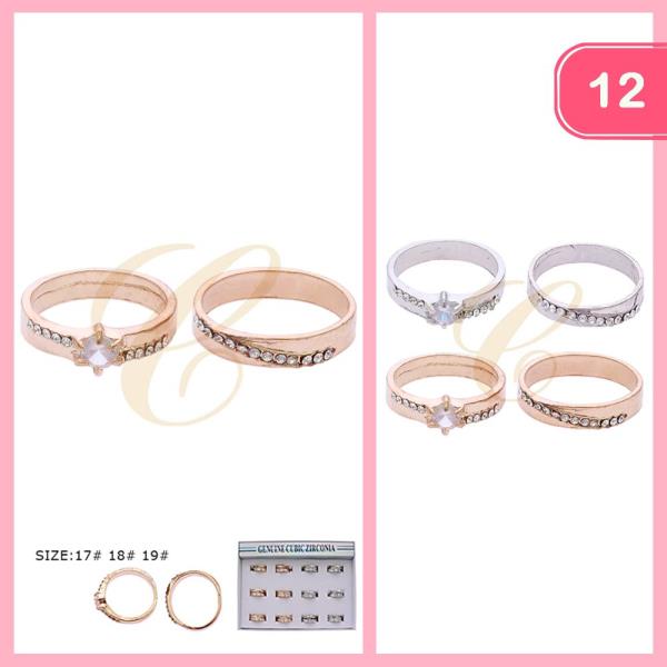 RHINESTONE STACKABLE RINGS (12 UNITS )