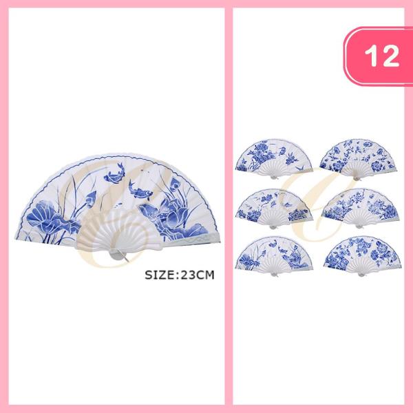 FLOWER FISH PRINT HAND FAN (12 UNITS)