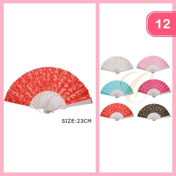 BUTTERFLY PRINT HAND FAN (12 UNITS)