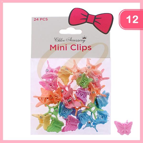 MINI BUTTERFLY CLAW HAIR CLIPS (12 UNITS)