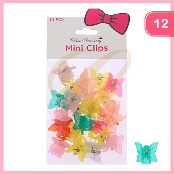 MINI BUTTERFLY CLAW HAIR CLIPS (12 UNITS)