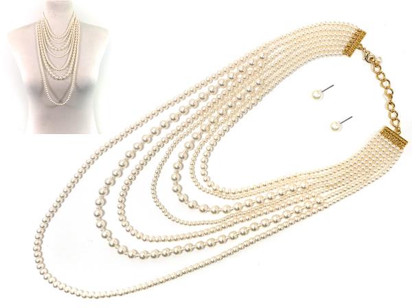 PEARL BEAD LAYERED NECKLACE
