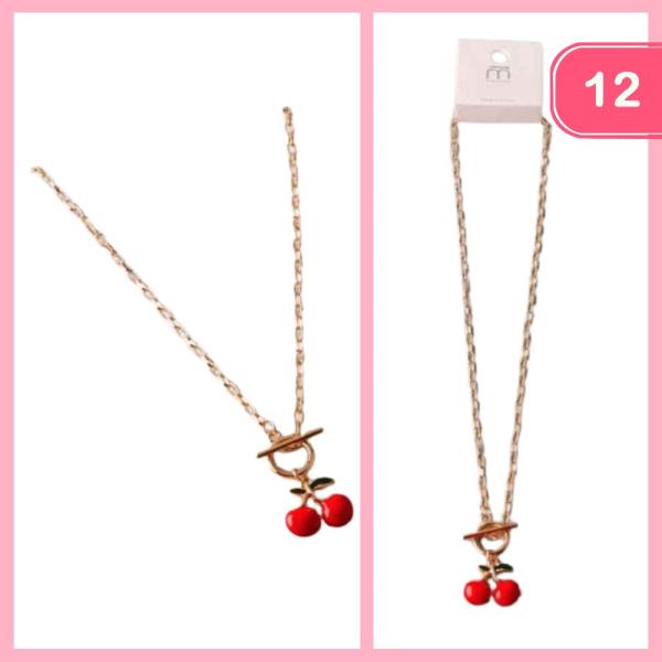 CHERRY CHARM TOGGLE NECKLACE (12 UNITS)