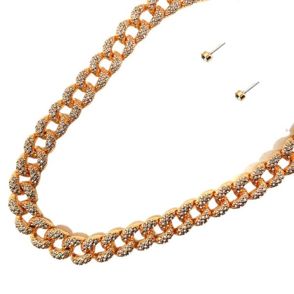 RHINESTONE CURB LINK NECKLACE