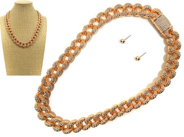 RHINESTONE CURB LINK NECKLACE