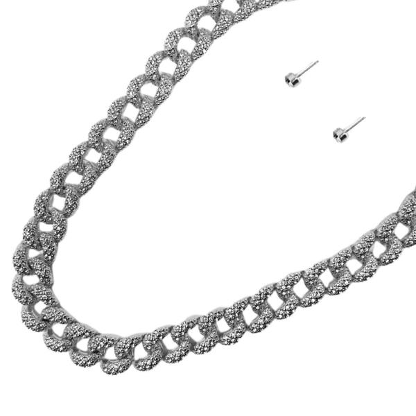 RHINESTONE CURB LINK NECKLACE