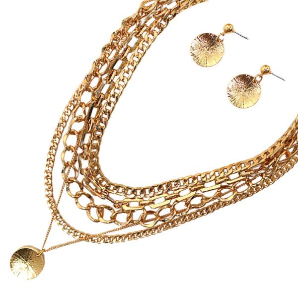 COIN PENDANT CHAIN LAYERED NECKLACE