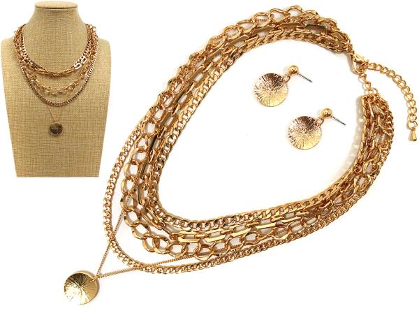 COIN PENDANT CHAIN LAYERED NECKLACE