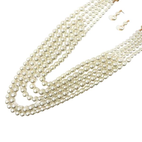 PEARL BEAD LAYERED NECKLACE