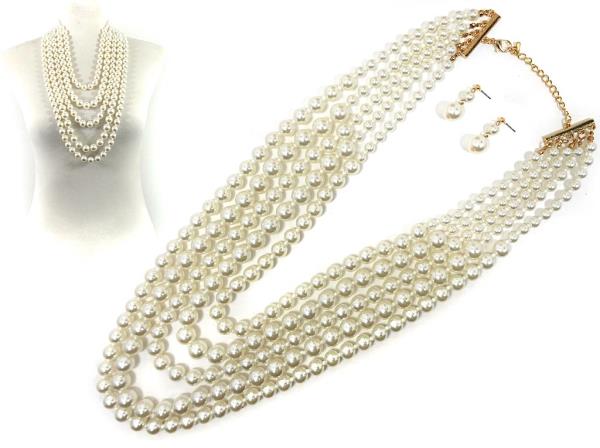 PEARL BEAD LAYERED NECKLACE