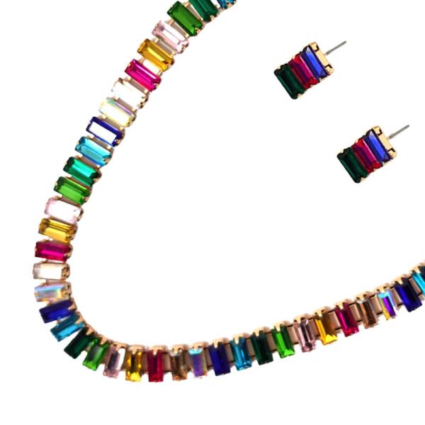 RHINESTONE GLASS BEAD NECKLACE