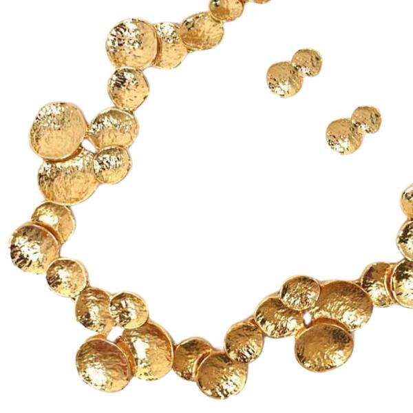 HAMMERED METAL COIN LINK NECKLACE