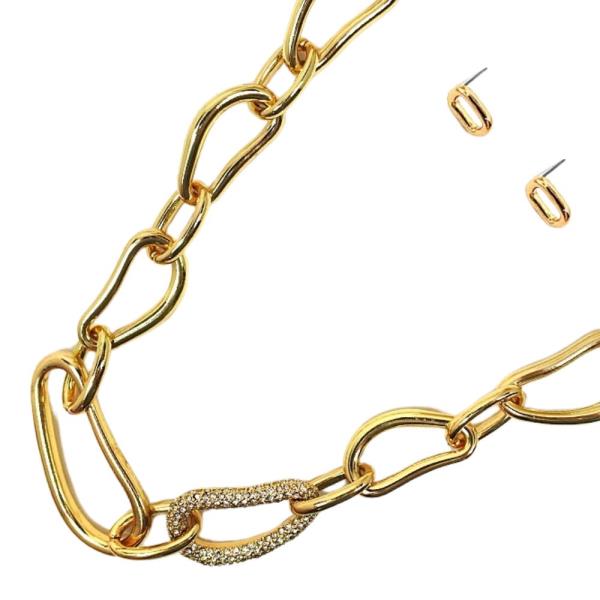OVAL LINK RHINESTONE NECKLACE