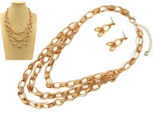 OVAL LINK  METAL LAYERED NECKLACE