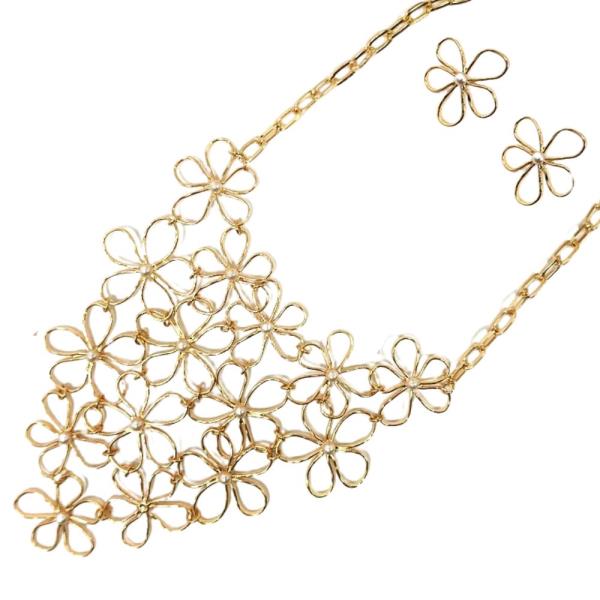 CHUNKY FLOWER METAL NECKLACE