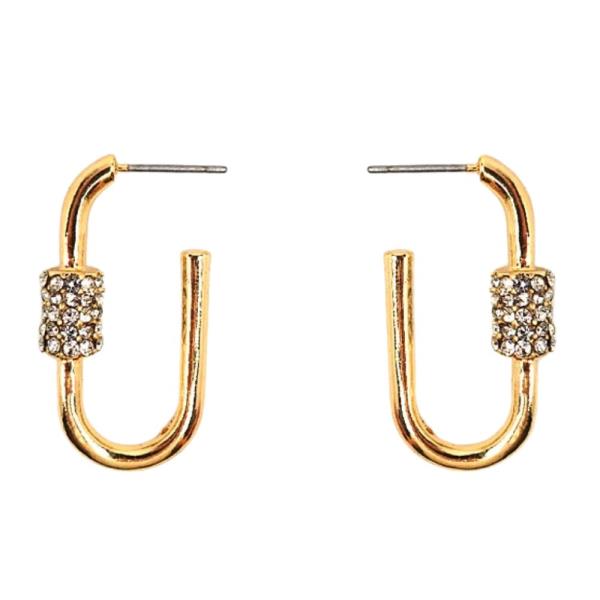 OVAL RHINESTONE METAL EARRING